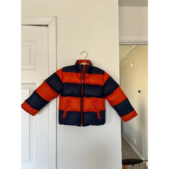 Polo Ralph Lauren Blue and Orange Reversible Down Puffer Coat Jacket - Picture 1 of 8